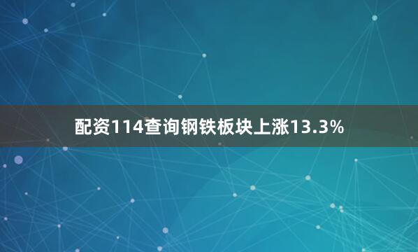 配资114查询钢铁板块上涨13.3%